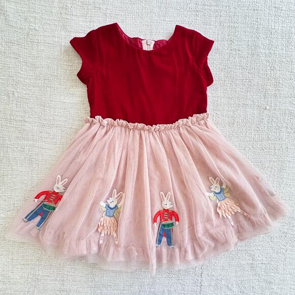 Mini Boden Velvet & Tulle Bunny Nutcracker Holiday Party Dress EUC 3/4 - Picture 1 of 8